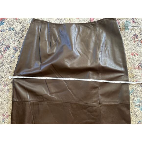 NWT Vintage Mix It Chocolate Leather Skirt – Size 10, Knee Length 90's Y2K - Picture 7 of 8